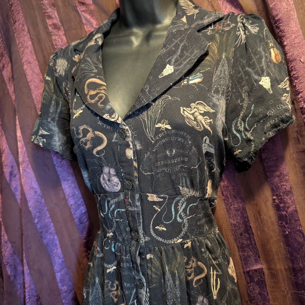 DISTURBIA Maudeline Victoriana Button Down Shirt Dress US 10 Goth Fairycore L - Picture 3 of 7